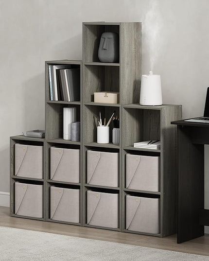 Furinno Luder Bookcase / Book / Storage, 4-Tier Cube, French Oak - LeafyLoom