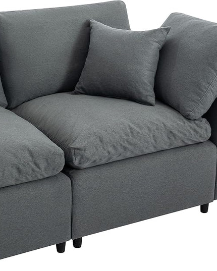 104.3" L-Shaped Convertible Sectional Sofa with Reversible Sleeper Chaise, Down Filled Upholstery Corner Couch w/Armrest for Living Room, Apartment, Office, Dark Gray, 104.3 Inch - LeafyLoom