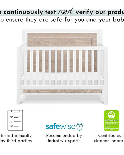 Carter's by DaVinci Radley 4-in-1 Convertible Crib in White & Coastwood, Greenguard Gold Certified - LeafyLoom