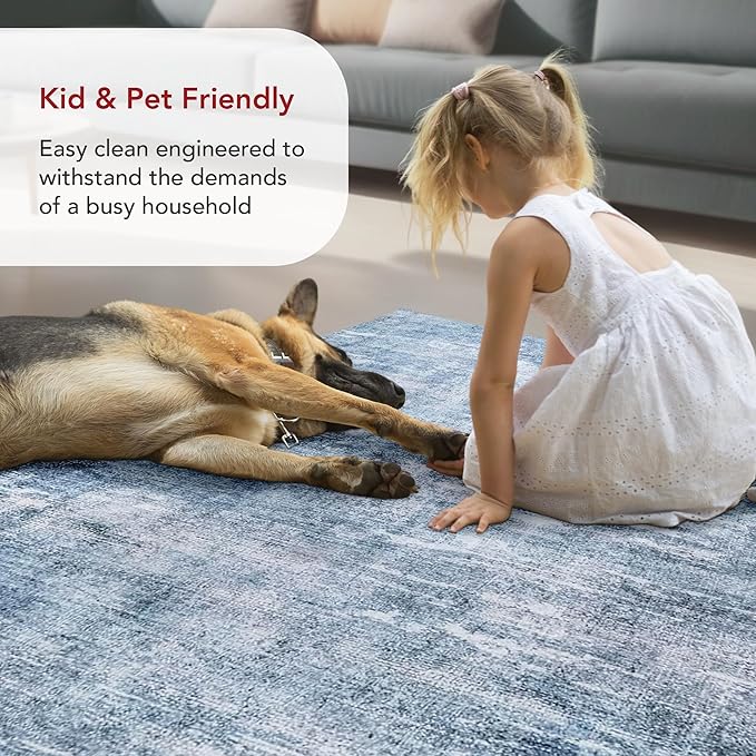 nuLOOM Katia Modern Abstract Machine Washable Ultra Thin Runner Rug, 2' 6" x 8', Blue - LeafyLoom