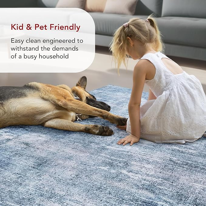 nuLOOM Katia Modern Abstract Machine Washable Ultra Thin Area Rug, 3' x 5', Blue - LeafyLoom