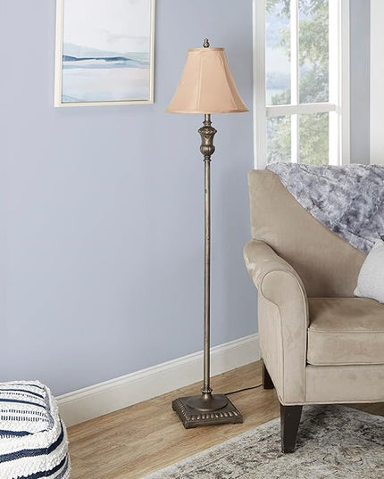Decor Therapy Alice Traditional Floor Lamp, Antique Gesso 60" x 14" - LeafyLoom
