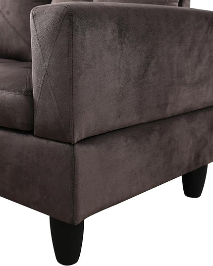 L-Shaped Sectional Couches with 66.5'' Chaise Lounge & Storage Ottoman Modular Room Sofas for Home Office Apartment, Large Living Furniture, 97'' Left Hand Facing, Espresso Flannel - LeafyLoom