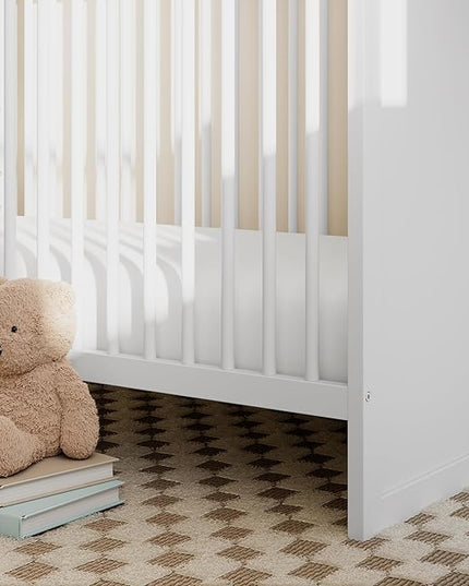 Storkcraft Calabasas 3-in-1 Convertible Crib (White) – GREENGUARD Gold Certified, Fits Standard Crib Mattress, Converts to Toddler Bed, Modern Style, Easy 30-Minute Assembly - LeafyLoom