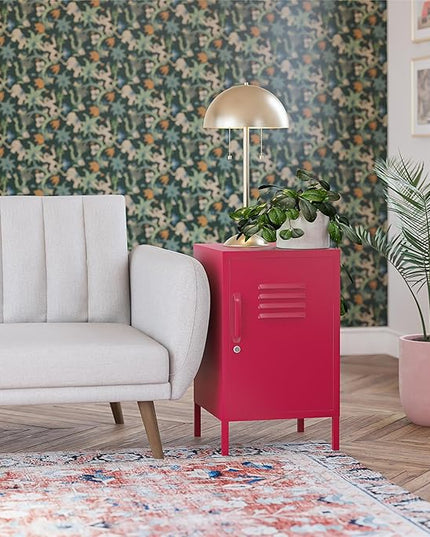 Novogratz Cache Metal Locker End Table, Magenta - LeafyLoom