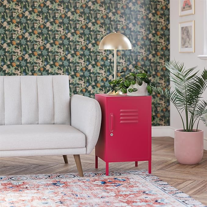 Novogratz Cache Metal Locker End Table, Magenta - LeafyLoom