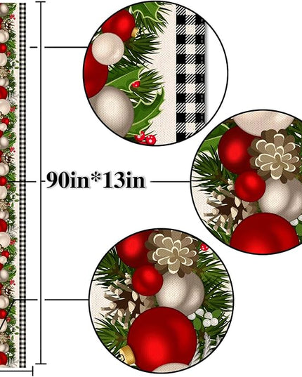 Nepnuser Black and White Gingham Christmas Table Runner 90 Inches Long Buffalo Check Plaid Xmas Decoration Holiday Home Kitchen Decor Nepnuser