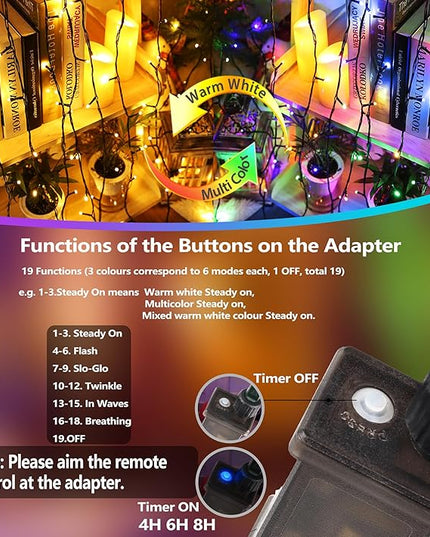Joomer Christmas Lights 262FT 800 LED Color Changing Christmas Tree Lights Outdoor with Timer, Remote, Connectable for Christmas Decoration(Warm White to Multicolor) Joomer