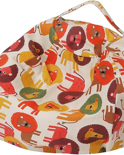 Colorful House Stuffed Animal Storage Bean Bag Chair Cover for Kids Stuffable Zipper Beanbag for Organizing Children Toys Large Canvas(38'',Lion) - LeafyLoom