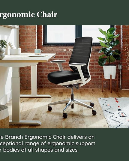 Branch Ergonomic Chair - A Versatile Desk Chair with Adjustable Lumbar Support, Breathable Mesh Backrest, and Smooth Wheels - Experience Optimal Comfort and Support - Black - LeafyLoom