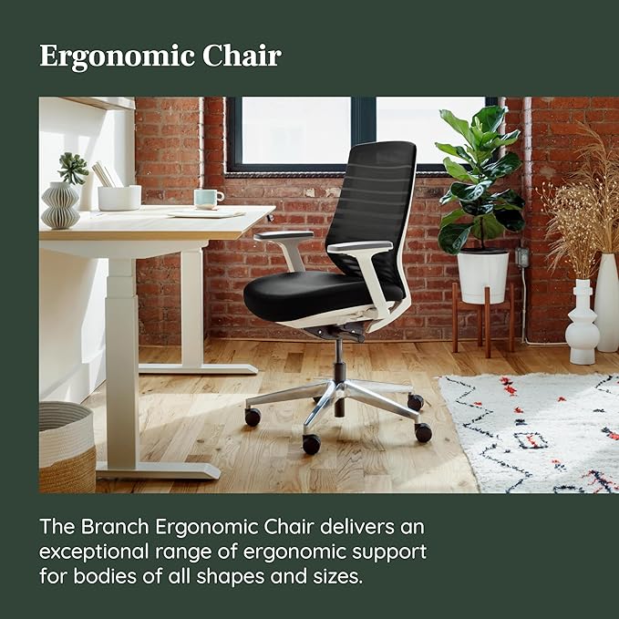 Branch Ergonomic Chair - A Versatile Desk Chair with Adjustable Lumbar Support, Breathable Mesh Backrest, and Smooth Wheels - Experience Optimal Comfort and Support - Black - LeafyLoom