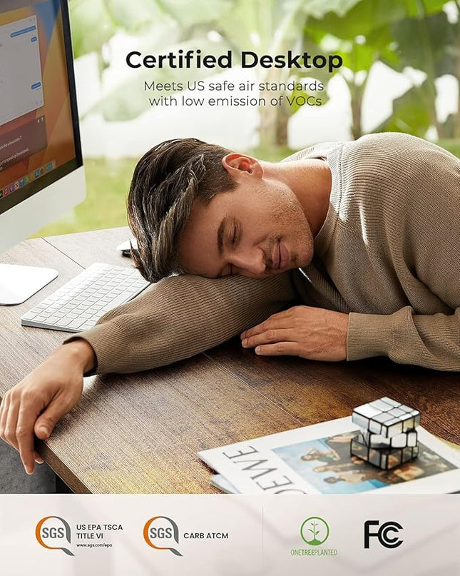 Marsail Standing Desk, Office Adjustable Heights Desk,Stand Up Desk,63x24 Inches Desktop Sit Stand Home Office Gaming Computer Desk with 4 Memory Presets,Headphone Hook,Cable Organizer,Rustic - LeafyLoom