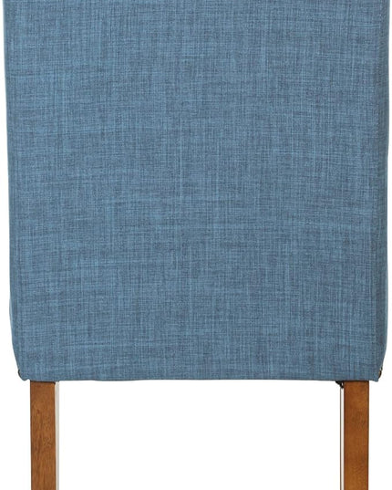 OSP Home Furnishings Jessica Button Tufted Wingback Upholstered Dining Chair with Wood Legs, Navy Blue Fabric - LeafyLoom