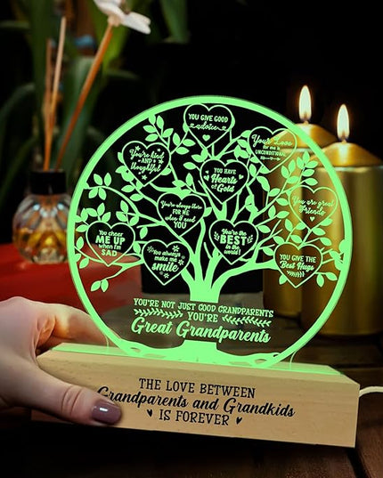 Grandparent Gifts from Grandkids, Lamp Present for Granddaughter Grandson, Night Light with Wooden Base, Gifts for Birthday, Mothers' Day, Thanksgiving, Why I Love You, Desk Decoration - LeafyLoom