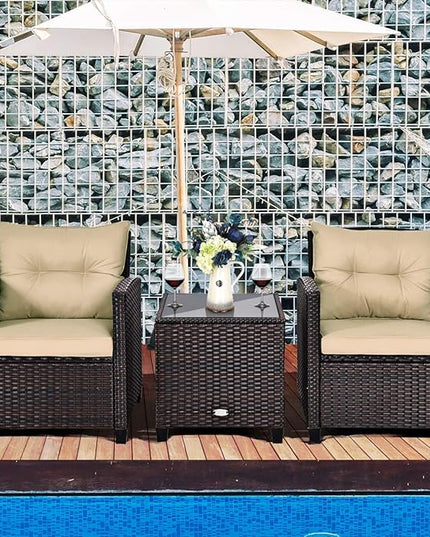 3 PCS Patio Furniture Set, Onesize, Beige - LeafyLoom