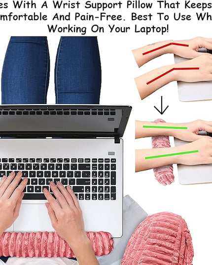 Homie Reading Pillow with Wrist Support, Has Arm Rests, and Back Support for Bed Rest, Lounging, Reading, Working on Laptop, Watching TV (Pink) - LeafyLoom