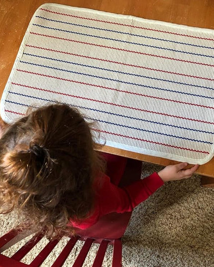 Kids Rug Montessori Mat Children Playing Mat for Nursery Cotton Montessori Working Rug Suitable for Uppercase Letters, 23.6''×31.5'', Stripes - LeafyLoom