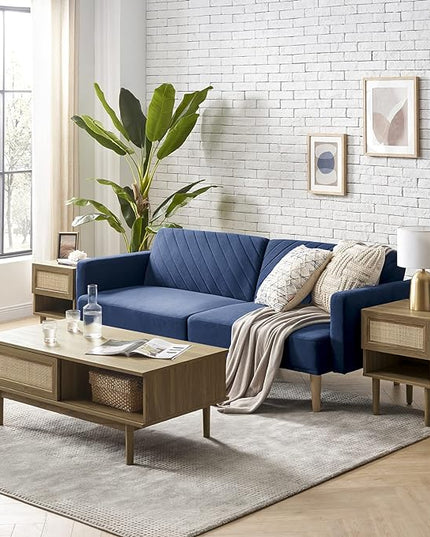 mopio Haylee Coffee Table, Modern Boho Farmhouse Small Coffee Table with Storage, Natural Rattan Living Room Tables, Center Table (Rattan (Oak) - LeafyLoom