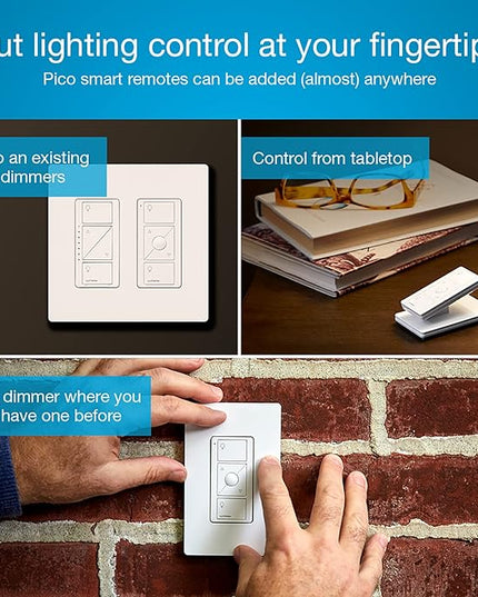 Lutron Caseta Original Smart Dimmer Switch Kit, 2 Dimmer Switches, 2 Wall Plates, 2 Remotes, 2 Pedestals, and Smart Hub, Works with Alexa, Apple Home, Google Home, 3Way, 150W, No Neutral, P-BDG-PKG2W Lutron