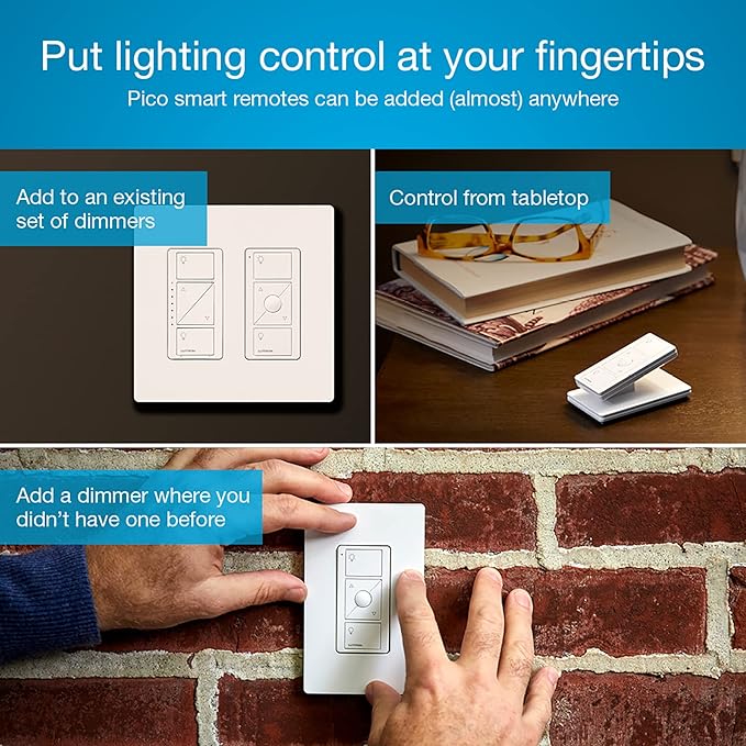 Lutron Caseta Original Smart Dimmer Switch Kit, 2 Dimmer Switches, 2 Wall Plates, 2 Remotes, 2 Pedestals, and Smart Hub, Works with Alexa, Apple Home, Google Home, 3Way, 150W, No Neutral, P-BDG-PKG2W Lutron