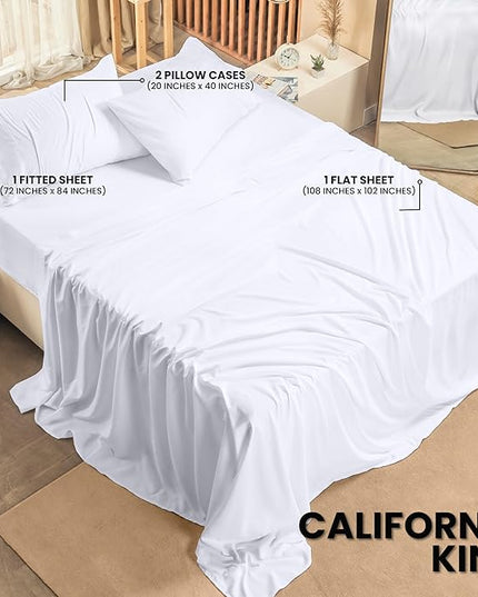 Utopia Bedding California King Bed Sheets Set - 4 Piece Bedding - Brushed Microfiber - Shrinkage and Fade Resistant - Easy Care (California King, White) - LeafyLoom