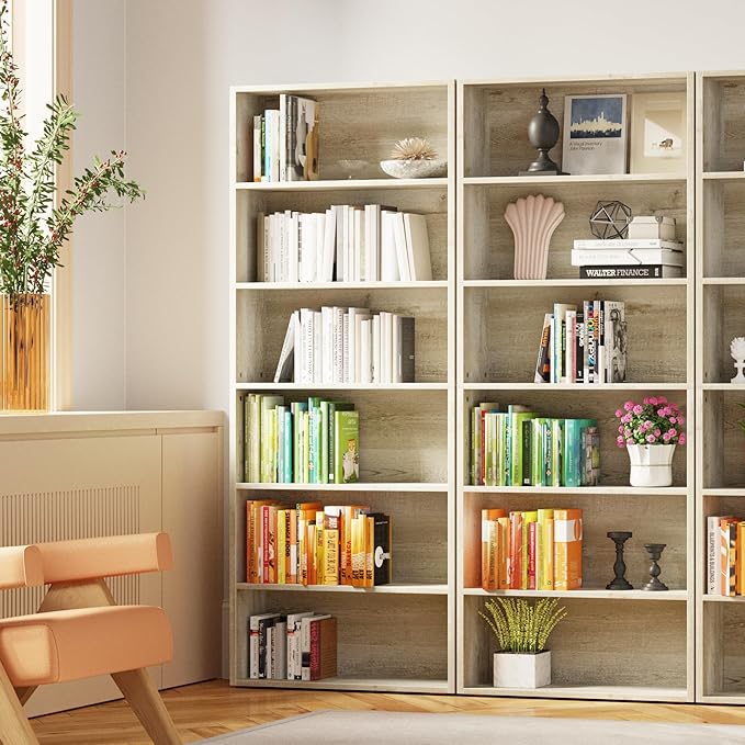 IRONCK Bookshelves and Bookcases Floor Standing 6 Tier Display Storage Shelves 70in Tall Bookcase Home Decor Furniture for Home Office, Living Room, Bed Room - LeafyLoom