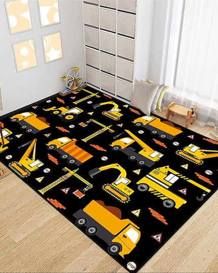 Car Track Rug Construction Play Mat Car Rug for Boys Room Kids Rugs for Playroom Construction Mat for Kids Car Rug for Boys Room Construction Decor for Boys Room,Black 5'×7' - LeafyLoom