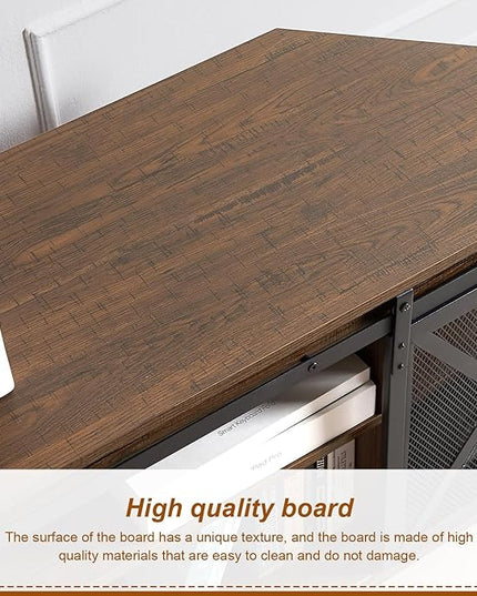 HOMISSUE Corner TV Stand, Corner TV Stand for 55 60 Inch TV, Industrial & Farmhouse Corner Entertainment Center w/Sliding Barn Door, Corner TV Cabinet for Living Room, Brown - LeafyLoom
