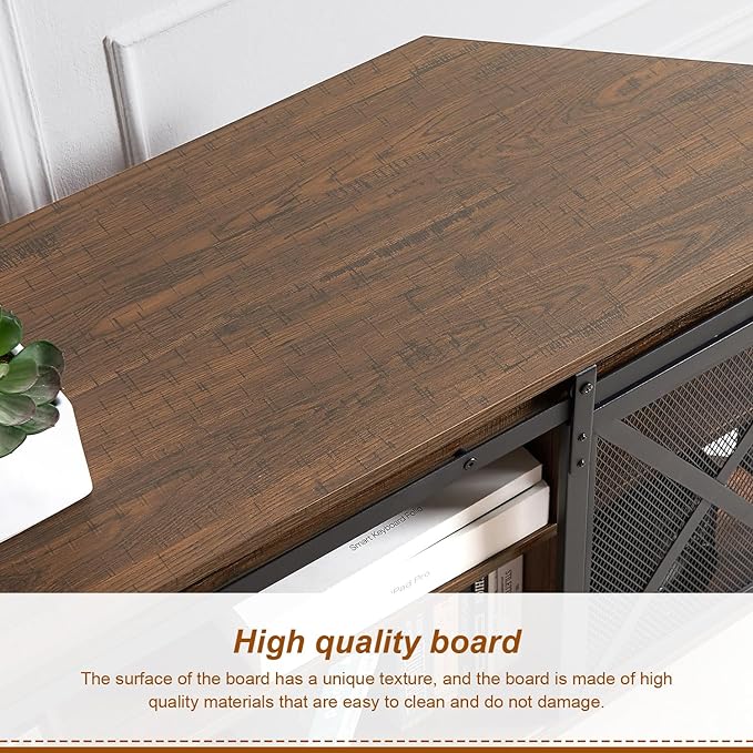 HOMISSUE Corner TV Stand, Corner TV Stand for 55 60 Inch TV, Industrial & Farmhouse Corner Entertainment Center w/Sliding Barn Door, Corner TV Cabinet for Living Room, Brown - LeafyLoom