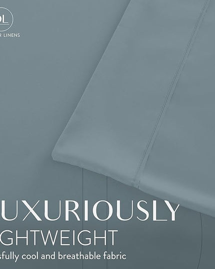 Danjor Linens Queen Sheet Set - 6 Piece Set including 4 Pillowcases - Deep Pockets - Breathable, Soft Bed Sheets - Wrinkle Free - Machine Washable - Spa Blue Sheets for Queen Size Bed - 6 pc - LeafyLoom