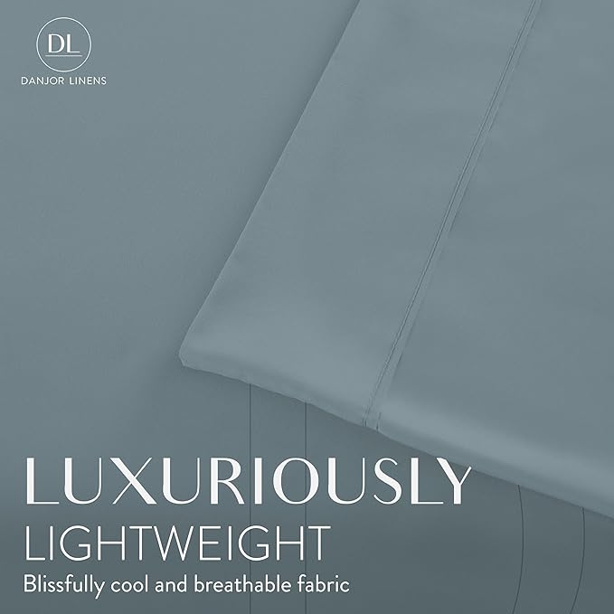 Danjor Linens California King Sheet Set - - 6 Piece Set Including 4 Pillowcases - Deep Pockets - Breathable, Soft Bed Sheets - Wrinkle Free - Machine Washable - Spa Blue Cal King Bed Sheets - 6 pc - LeafyLoom