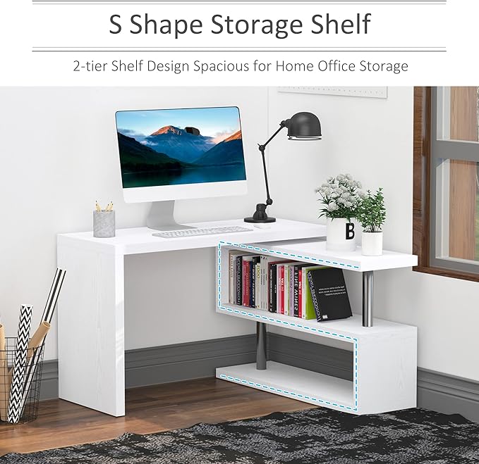 NicBex Kimberly-DW-00212-LWJ Home Office Desks, 47.25"x45"x30", White - LeafyLoom