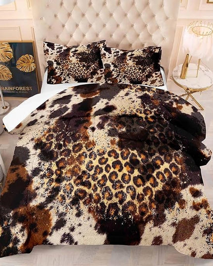 Tailor Shop Cow Print Comforter Sets for Boys Kids Teens,Leopard Comforter Set King Size Cow Print Bedding Sets,Leopard Print Comforter with 1 Comforter 2 Pillowcase… - LeafyLoom