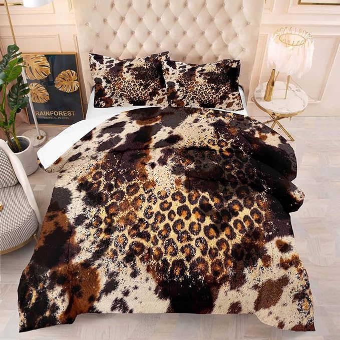 Tailor Shop Cow Print Comforter Sets for Boys Kids Teens,Leopard Comforter Set Twin Size Cow Print Bedding Sets,Leopard Print Comforter with 1 Comforter 1 Pillowcase… - LeafyLoom
