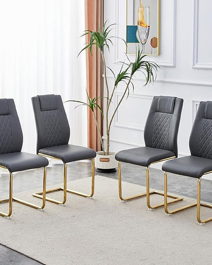 NicBex Haerin-SD-00307-LWJ Dining Chairs, 16"x19"x38", Gray and Gold - LeafyLoom