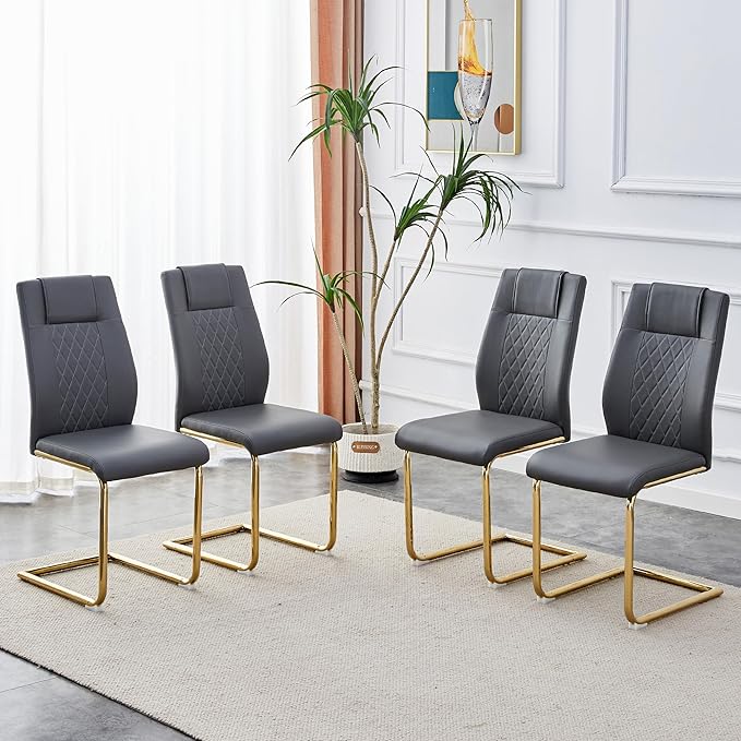 NicBex Haerin-SD-00307-LWJ Dining Chairs, 16"x19"x38", Gray and Gold - LeafyLoom