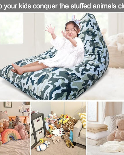 Jorbest Stuffed Animal Storage, Soccer Stuffed Animal Bean Bag Storage, Bean Bag Chair Cover for Kids, Luxury Velvet Stuffie Seat - Cover ONLY (200L/52 Gal) - LeafyLoom
