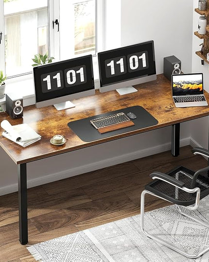 sogesfurniture Large Computer Desk - 62.9 inches Modern Simple Style Office Desk Computer Desk Gaming Desk Computer Table Sturdy Writing Workstation for Home Office, Brown - LeafyLoom