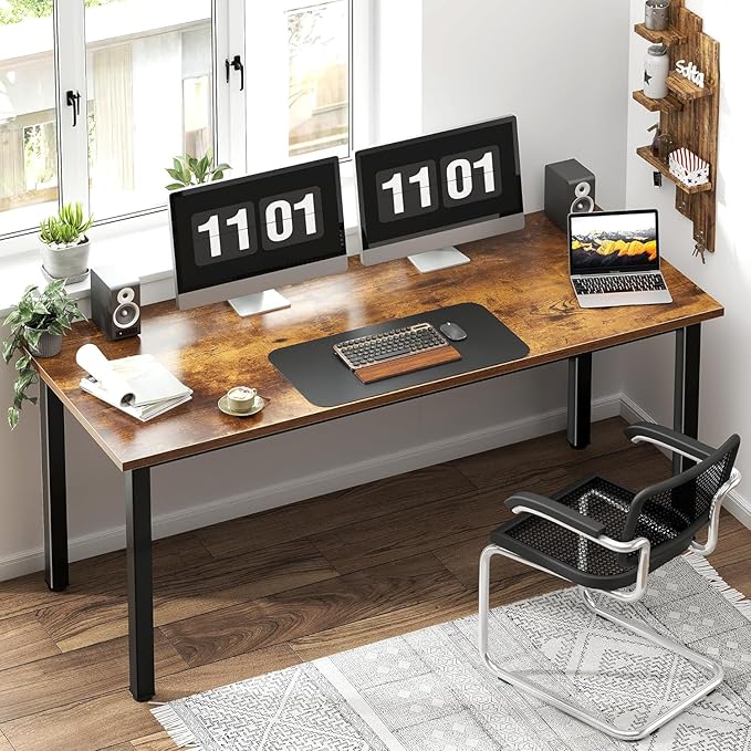 sogesfurniture Large Computer Desk - 62.9 inches Modern Simple Style Office Desk Computer Desk Gaming Desk Computer Table Sturdy Writing Workstation for Home Office, Brown - LeafyLoom