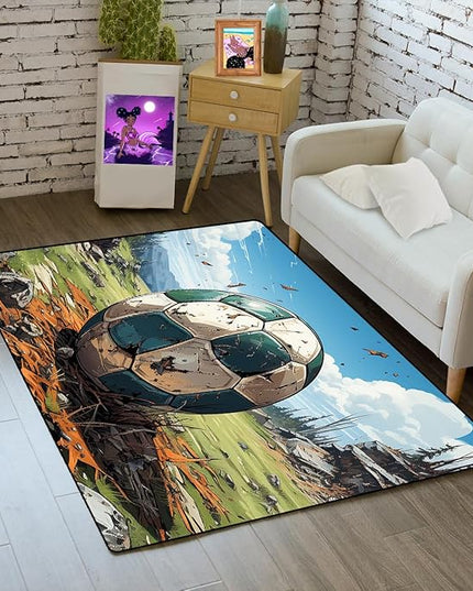 Football Rug for Boys Bedroom - Kids Rug Football Rug Basketball Rugs for Teen Boys Bedroom Football Carpet for Boys Bedroom Football Rugs for Boys Girls Sports Room,2'×3' - LeafyLoom