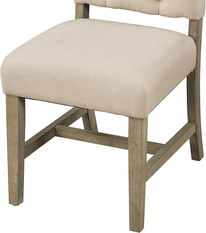 RITSU 5-Piece Retro Style Dinette Sets with Round Extendable Kitchen Dining Table, 4 Upholstered Chairs, for Diningroom Living Room, Easy to Assemble, Natural Wood Wash 2 - LeafyLoom