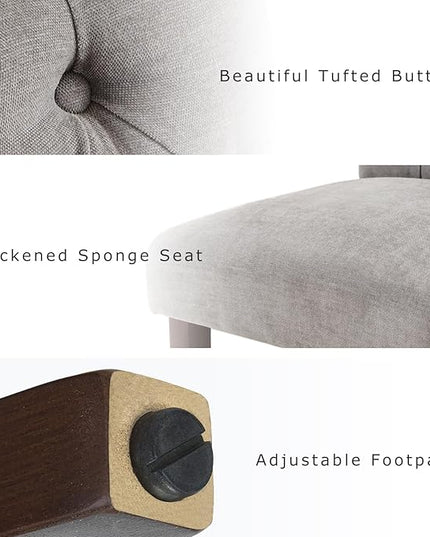COLAMY Button Tufted Dining Chairs Set of 6, Parsons Upholstered Fabric Dining Room Chairs Kitchen Chairs with Wood Legs and Padded Seat, Light Grey - LeafyLoom