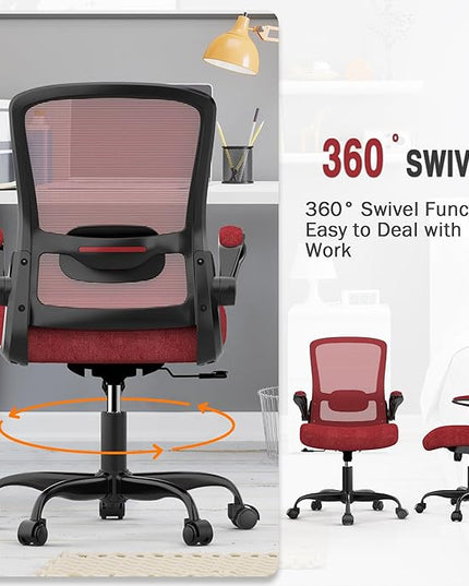Office Chair, Ergonomic Desk Chair with Adjustable Lumbar Support, High Back Mesh Computer Chair with Flip-up Armrests-BIFMA Passed Task Chairs, Executive Chair for Home Office - LeafyLoom