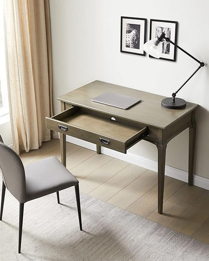 Leick Home 22400-GR Stratus Laptop Computer Desk with Drop Front Keyboard Drawer, Smoke Gray - LeafyLoom