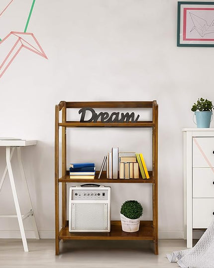 Casual Home Stratford 3-Shelf Folding Bookcase-Warm Brown - LeafyLoom