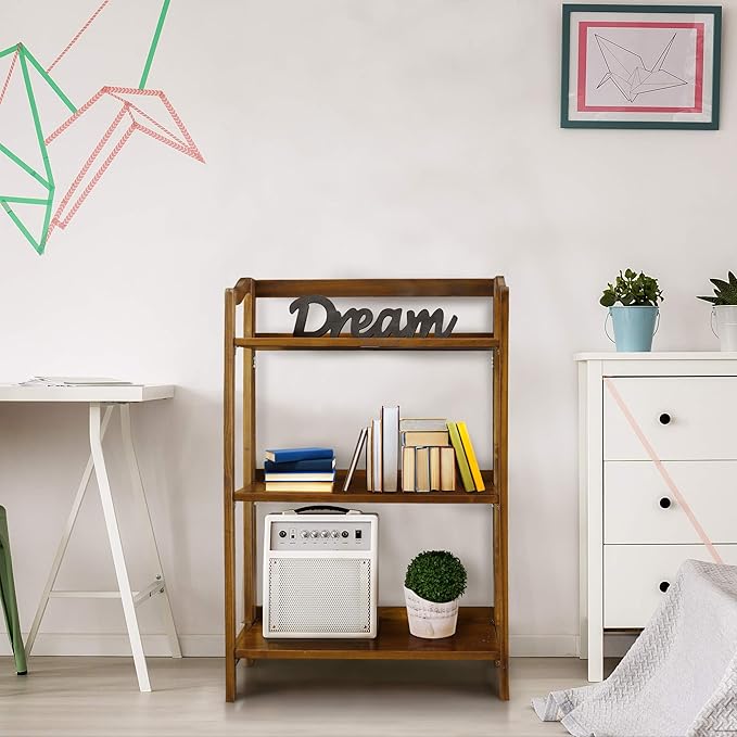 Casual Home Stratford 3-Shelf Folding Bookcase-Warm Brown - LeafyLoom