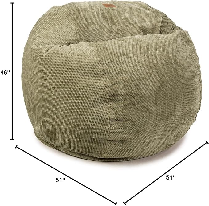 CordaRoy's Chenille Bean Bag Chair, Convertible Chair Folds from Bean Bag to Lounger, As Seen on Shark Tank, Moss - King Size - LeafyLoom