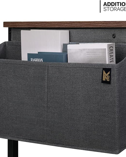 MoNiBloom 55 Inches Large Computer Desk with Storage Bag, Study Work Writing Table w/Metal Frame for Home Office, Walnut Color - LeafyLoom