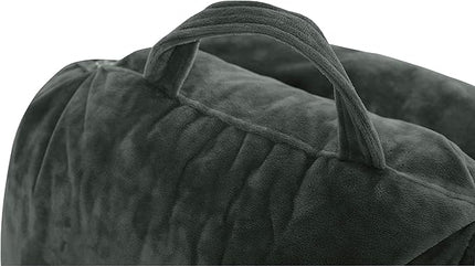 Husband Pillow XXL Cover Micro Plush Easy-Care Fabric Designed with Vibrant Long Lasting Color, Lush with Back & Side Pockets - Wide Large Zipper, Bed Rest Reading Pillowcase, Dark Green - LeafyLoom