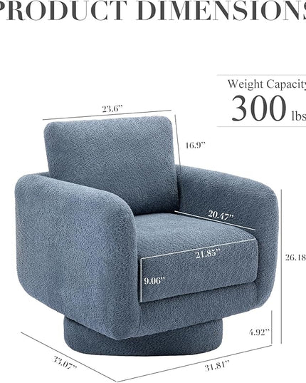 COLAMY Swivel Accent Chairs Set of 2, 32Inches Wide Upholstered Armchair with Plush Back Pillow for Living Room, Modern Sofa Corner Chair for Nursery/Living Room/Bedroom-Blue - LeafyLoom